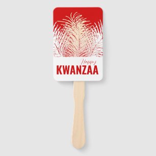 white feathers Black Holiday Happy Kwanzaa Hand Fan