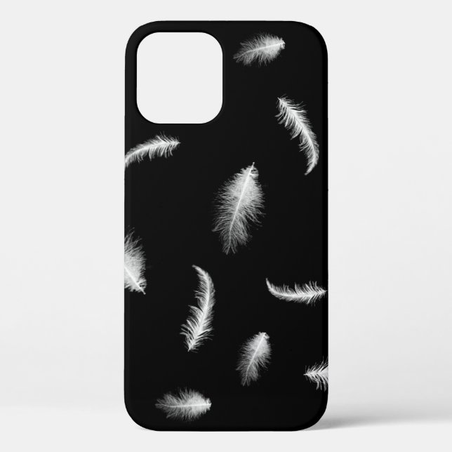 White Feathers On Black Case-Mate iPhone Case (Back)
