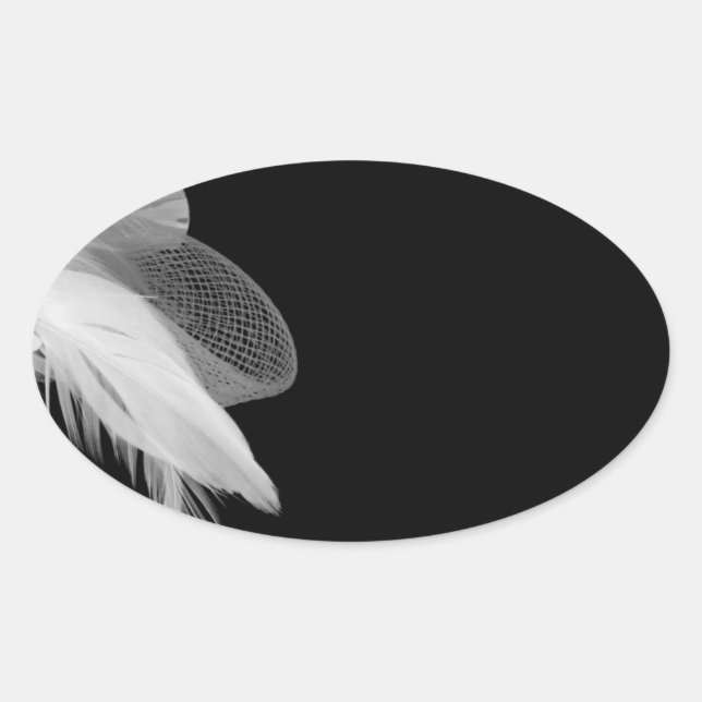 White Feathers Oval Sticker (Front)