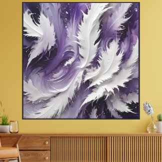 White Feathery and Purple Canvas Print