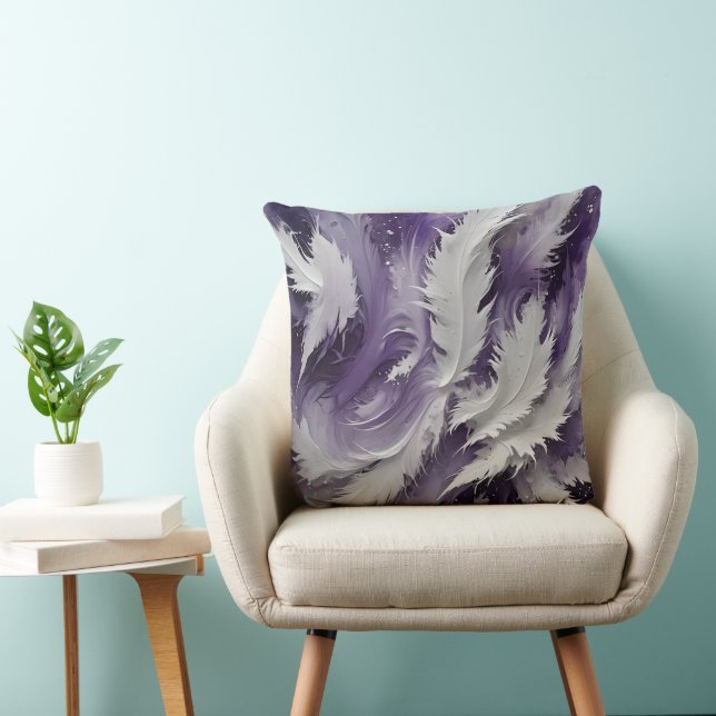 White Feathery and Purple Cushion (Chair)