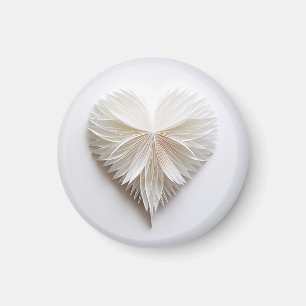 White feathery heart magnet