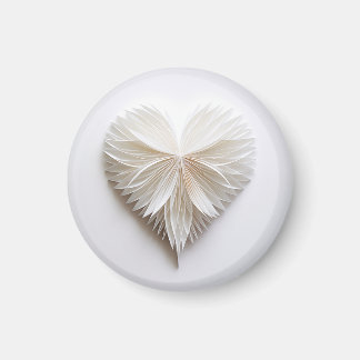 White feathery heart magnet