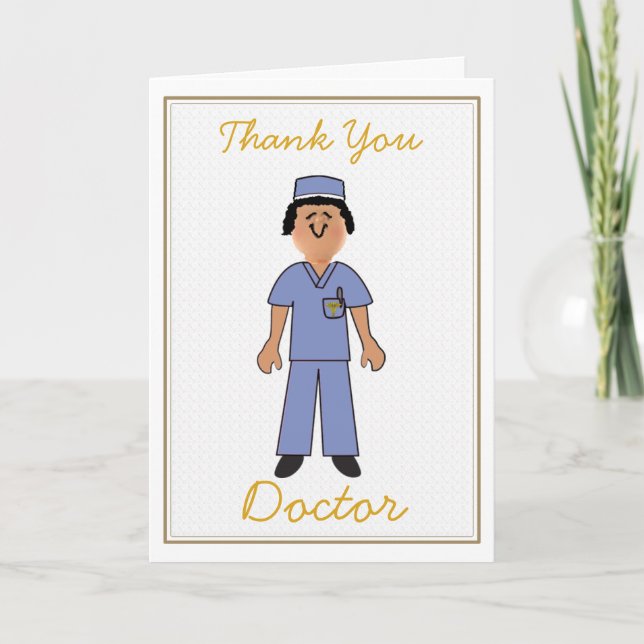 White Female Doctor Thank You Card (Front)