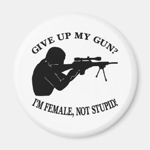 White Female Gun Not Stupid Magnet