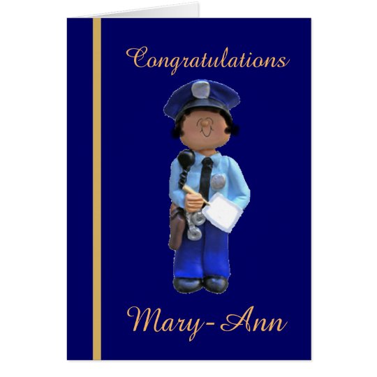 White Female Police Academy Graduation Card