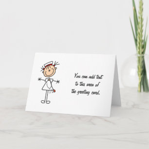 White Female Stick Figure Nurse 2 Gifts Card