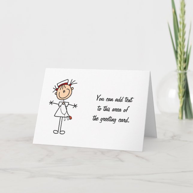 White Female Stick Figure Nurse 2 Gifts Card (Front)