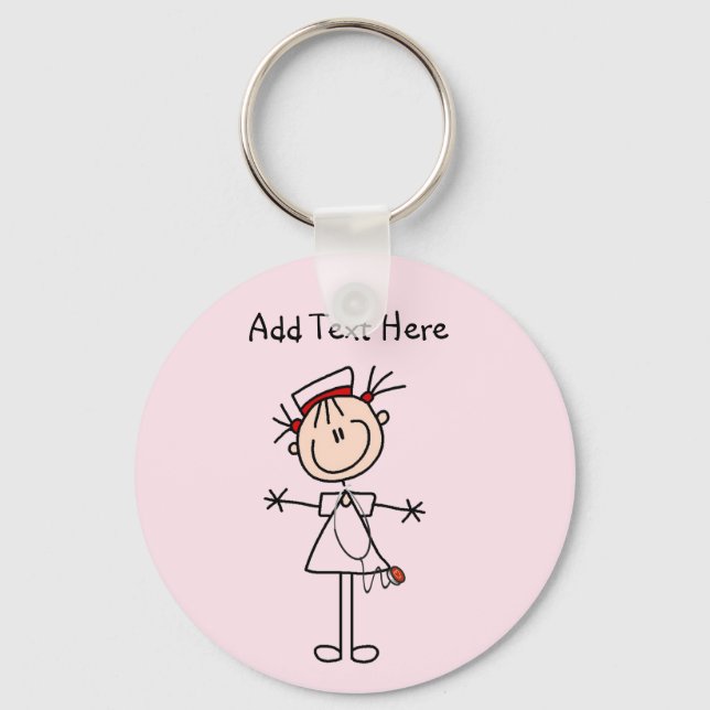 White Female Stick Figure Nurse 2 Gifts Key Ring (Front)