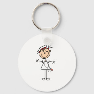 White Female Stick Figure Nurse 2 Gifts Key Ring