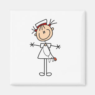 White Female Stick Figure Nurse 2 Gifts Magnet