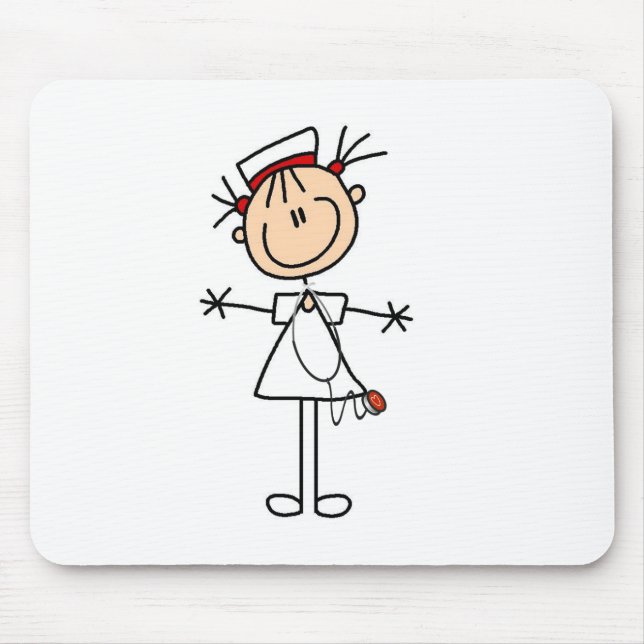 White Female Stick Figure Nurse 2 Gifts Mouse Mat (Front)
