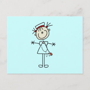White Female Stick Figure Nurse 2 Gifts Postcard