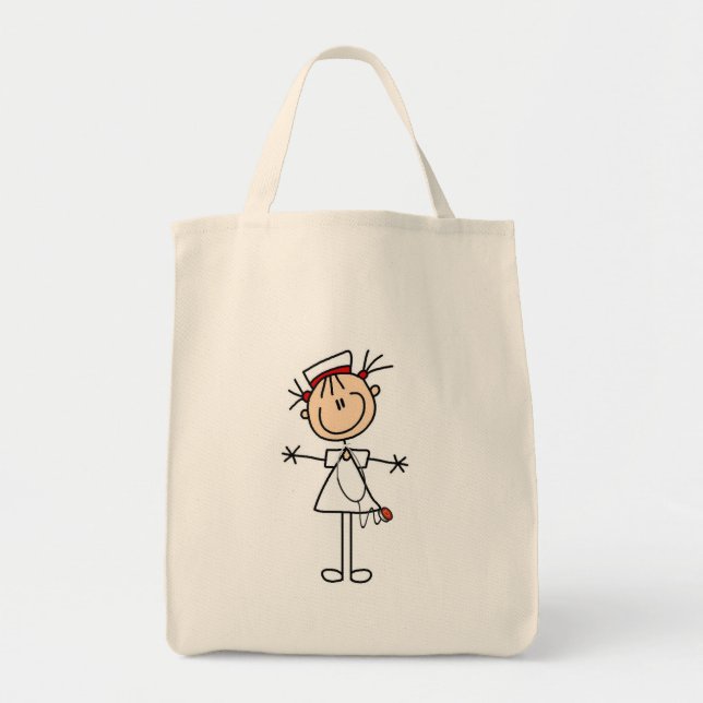 White Female Stick Figure Nurse 2 Gifts Tote Bag (Front)