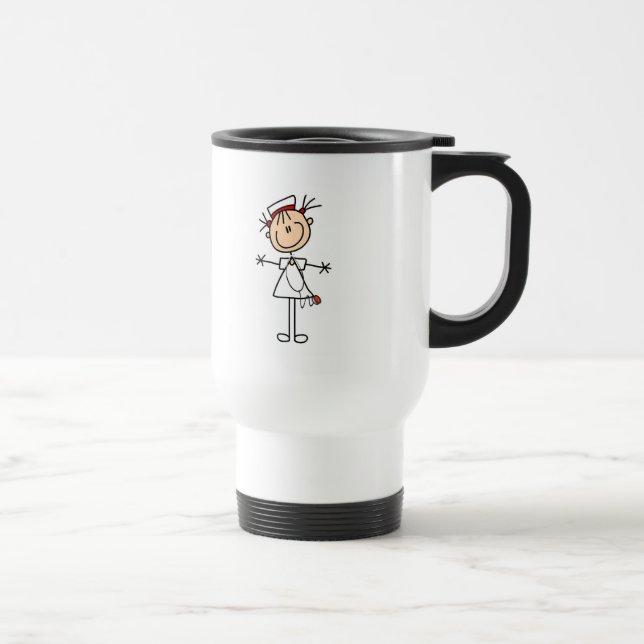 White Female Stick Figure Nurse 2 Gifts Travel Mug (Right)