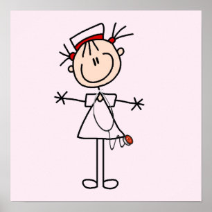 White Female Stick Figure Nurse 2 Poster