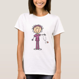White Female Stick Figure Nurse T-shirts and Gift