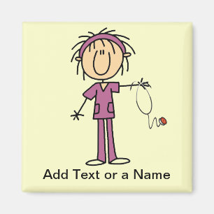 White Female  Stick Figure Nurse T-shirts and Gift Magnet