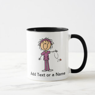 White Female  Stick Figure Nurse T-shirts and Gift Mug