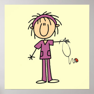 White Female Stick Figure Nurse T-shirts and Gifts Poster