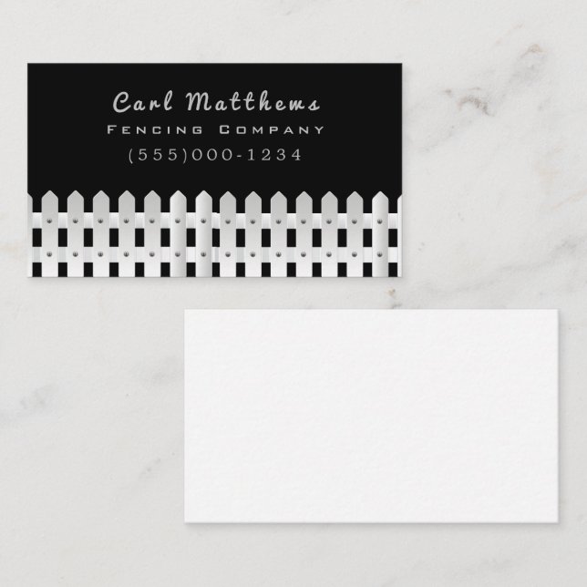 White Fence Design Fencing Company Business Card (Front/Back)