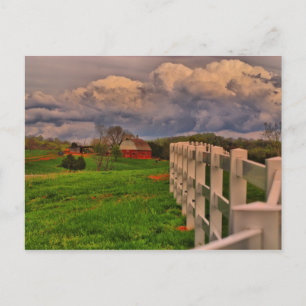 white fence scene postcard