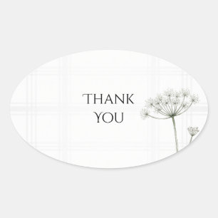 White Fennel Tartan Wedding Thank You Sticker