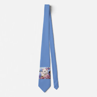 White Ferret & Flowers Neck Tie
