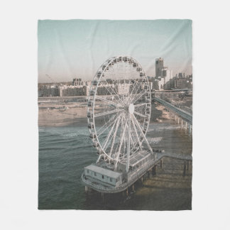 WHITE FERRIS WHEEL NEAR WATER FLEECE BLANKET