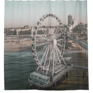 WHITE FERRIS WHEEL NEAR WATER SHOWER CURTAIN