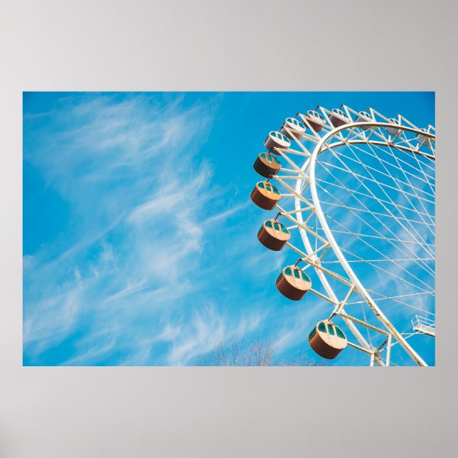 White Ferris wheel under clear sky in the morning Poster (Front)