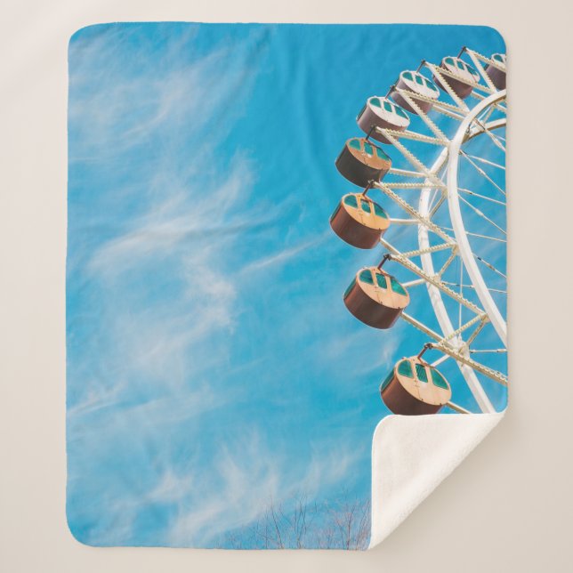 White Ferris wheel under clear sky in the morning Sherpa Blanket (Front)
