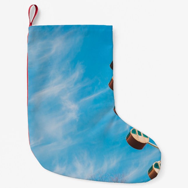 White Ferris wheel under clear sky in the morning Small Christmas Stocking (Front)