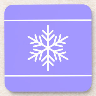White Festive Snowflake Stripes On Light Purple Coaster