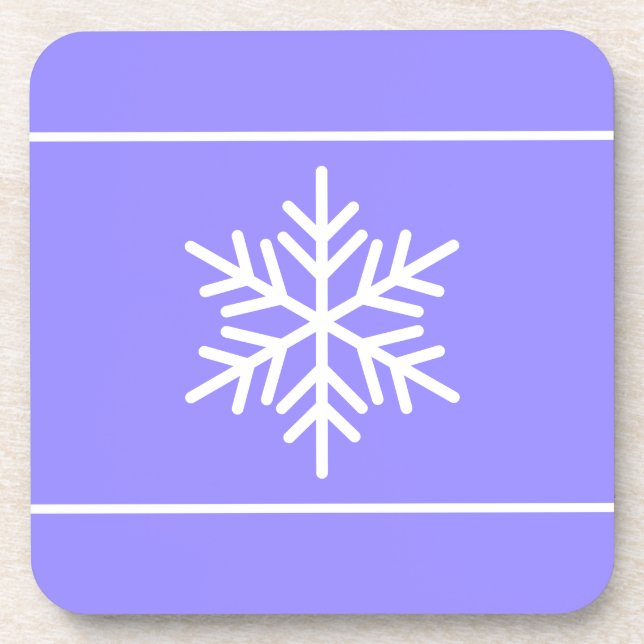 White Festive Snowflake Stripes On Light Purple Coaster (Front)