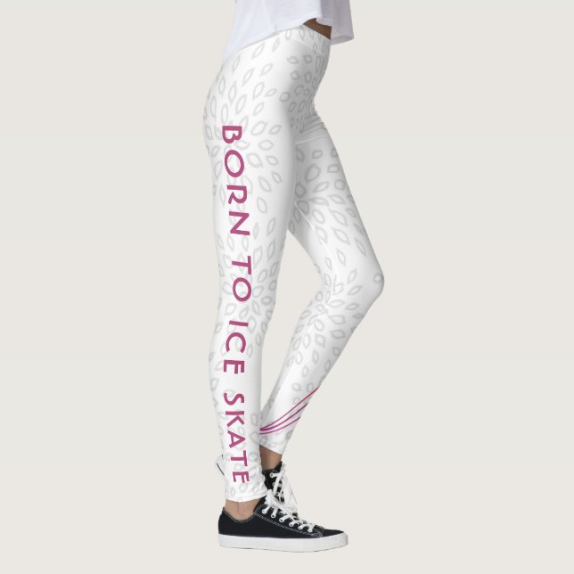 White figure skating leggings - Born to ice skate (Right)