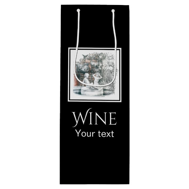 White figures of the girls of the city  Pencil Art Wine Gift Bag (Front)