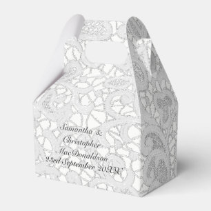 White filigree lace damask wedding favour box