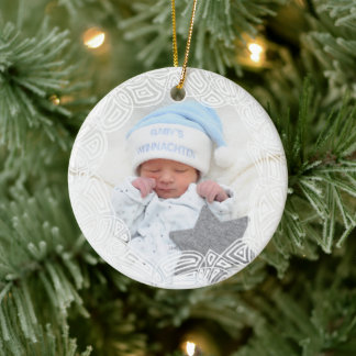 White Filigree - One Sided Ceramic Tree Decoration