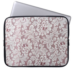 White fine elegance lace texture with seamless bea laptop sleeve