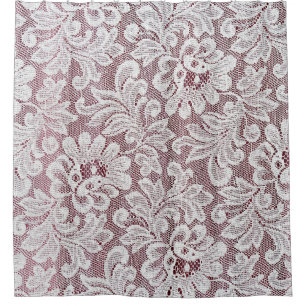 White fine elegance lace texture with seamless bea shower curtain