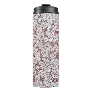 White fine elegance lace texture with seamless bea thermal tumbler