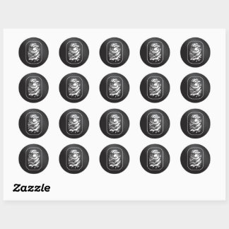 White Fingerprint on Black Classic Round Sticker