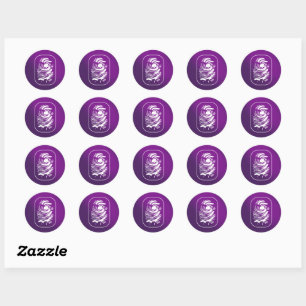 White Fingerprint on Purple Classic Round Sticker