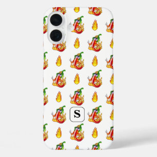 White Firefighter Fun Red & Yellow Flame Design iPhone 16 Plus Case