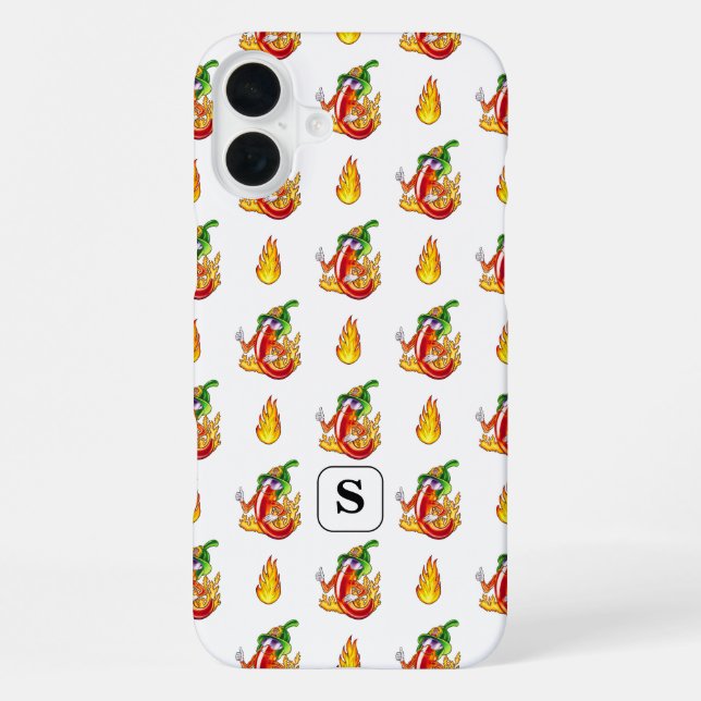 White Firefighter Fun Red & Yellow Flame Design iPhone Case (Back)