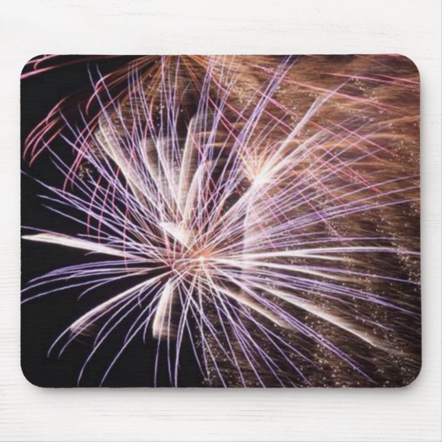 White Fireworks Mouse Mat (Front)
