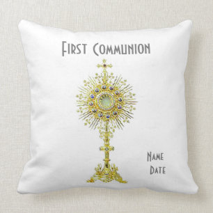 White First Communion Throw Pillow 20”. 20”