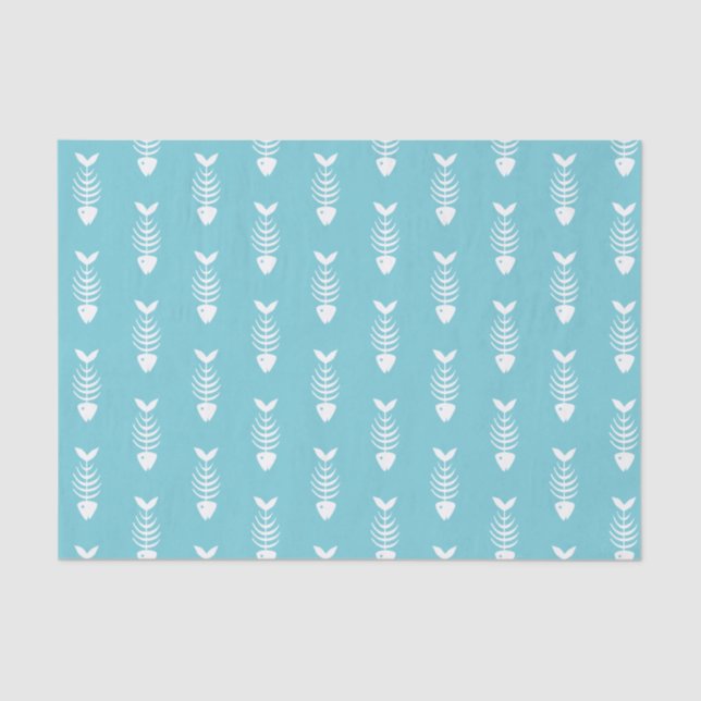 White Fish Bones Skeletons Print Tissue Paper (Front)