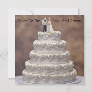 White Five Tier Wedding Cake With Bridal Couple,